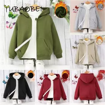 Детские куртки с длинными рукавами и капюшоном, однотонная толстовка на молнии, спортивная куртка для малышей, детская одежда 6Y зелёный