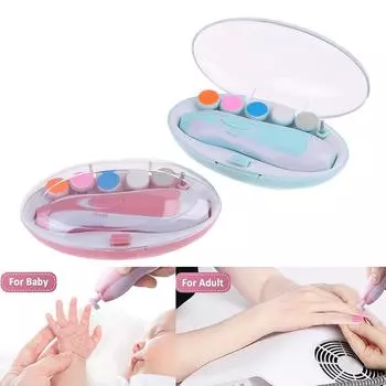 Детские кусачки для ногтей Безопасный электрический детский триммер для ногтей, набор детских пилочек для ногтей розовый