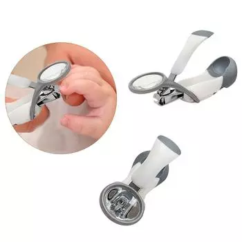 Детские кусачки для ногтей с 4-кратной лупой Безопасность прежде всего для новорожденных и малышей белый