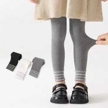 Детские леггинсы для девочек весна-осень хлопковые нижние брюки для маленьких девочек однотонные удобные леггинсы модные брюки для малышей S(3-5y) чёрный