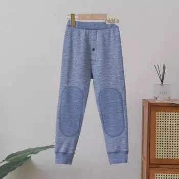 Детские леггинсы с высокой талией, двухслойные: Теплый, плотный, ветрозащитный, с наколенниками для осени и зимы. 110 cm