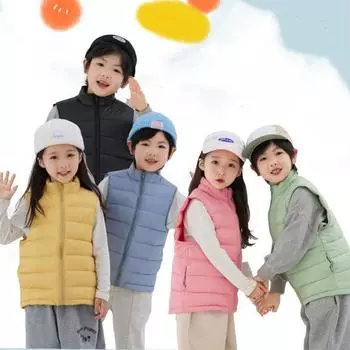 Детские легкие пуховые жилеты Зимние теплые жилеты для мальчиков и девочек с застежкой-липучкой 100cm