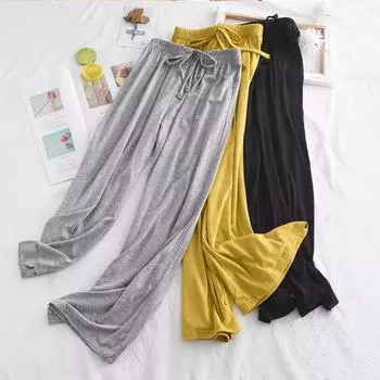 Детские летние брюки из модала: Повседневные брюки прямого и широкого кроя для девочек 120cm жёлтый