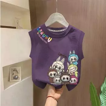Детские летние милые майки-топы LabubuT для мальчиков и девочек 90