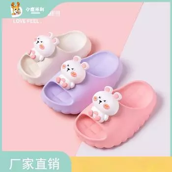 Детские летние новые милые домашние тапочки с мягкой подошвой и прочной мягкой подошвой для девочек 150 бежевый