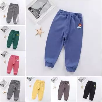 Детские летние повседневные брюки с героями мультфильмов, детские штаны для бега унисекс, брюки для мальчиков и девочек 80 синий