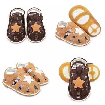 Детские летние повседневные дышащие нескользящие сандалии со звездами и повседневная обувь для малышей 13