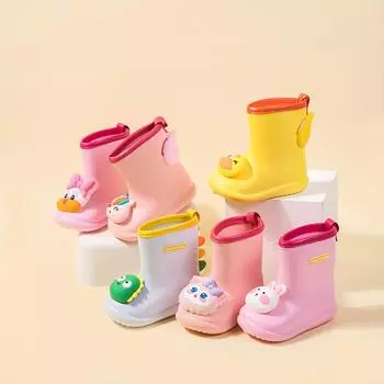 Детские летние резиновые сапоги с рисунком желтой утки для игр на свежем воздухе. Симпатичные водные тапочки для мальчиков и девочек маленьких и средних размеров. Bunny, 190 розовый