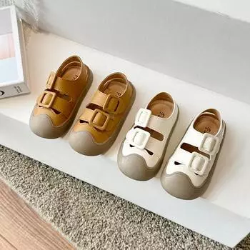 Детские летние сандалии для мальчиков, пляжные сандалии в стиле кэжуал, модные детские сандалии из лоскутной кожи для школы, спортивные сандалии с крючками и петлями 2024 года, новинка 22 жёлтый