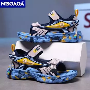 Детские летние сандалии для мальчиков, уличные пляжные сандалии для девочек 5–16 лет, нескользящие дышащие прогулочные сандалии 28