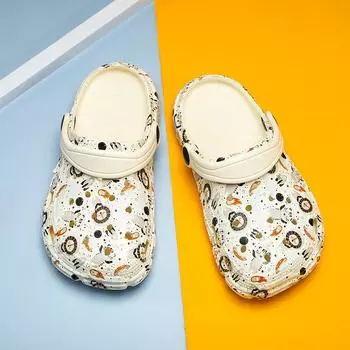 Детские летние сандалии с отверстиями в виде пещеры с героями мультфильмов, 2024 г., садовые пляжные тапочки, сандалии, нескользящая быстросохнущая обувь на мягкой подошве, детские сандалии 39 синий