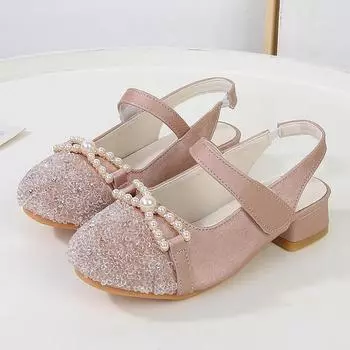 Детские летние сандалии, шикарные туфли на высоком каблуке со стразами для девочек, модные детские универсальные сандалии для принцессы на вечеринку и свадьбу 26 розовый