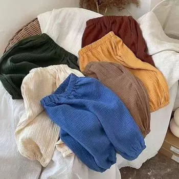 Детские летние солнцезащитные брюки в стиле ретро - защита от комаров, универсальные пляжные брюки со средней и высокой талией для мальчиков и девочек 100 cm