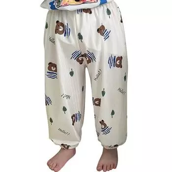 Детские летние свободные брюки с фонариками для детей от 3 до 12 лет, штаны с защитой от комаров 90