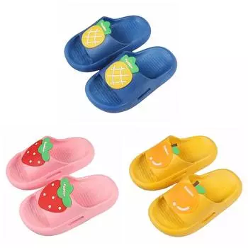 Детские летние тапочки с открытым носком, пляжная обувь цвета фруктов для мальчиков и девочек, непромокаемые нескользящие детские тапочки для ванной комнаты 28 синий