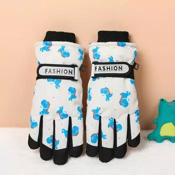 Детские лыжные перчатки для улицы, зимние, теплые, для мальчиков и девочек, водоотталкивающие, с утолщением из флиса, для игр в снегу, ветрозащитные, морозостойкие перчатки Average Size