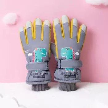 Детские лыжные перчатки Winter Plus Velvet Touch Screen для верховой езды, с пятью пальцами, нескользящие, ветрозащитные, милые, теплые, для детей и студентов average size