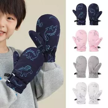 Детские лыжные перчатки, зимние теплые водонепроницаемые варежки для снега для мальчиков и девочек, мягкая флисовая подкладка, ветрозащита S розовый