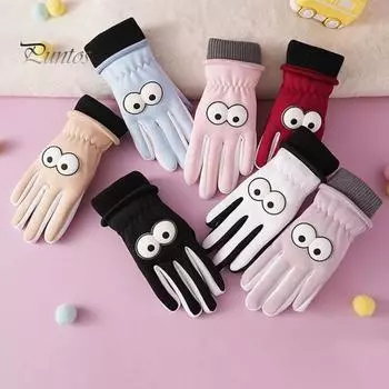 Детские лыжные перчатки, зимние ветрозащитные перчатки для снега, теплые термоперчатки с рисунком для холодной погоды, катания на сноуборде, катания на санях, велоспорта S розовый