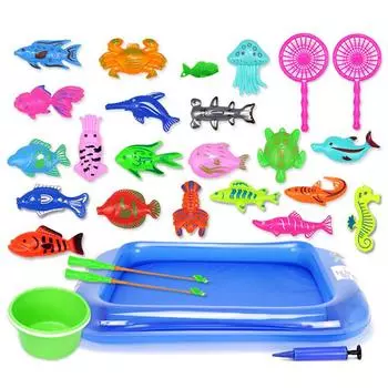 Детские магнитные 28 шт. детские игрушки для рыбалки в бассейне, играющие в игрушку для рыбалки