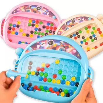 Детские магнитные бусины Доска для рисования Игрушки-головоломки Управление ручкой Тренировка концентрации внимания Творческое мышление Игра Образовательные игрушки one size жёлтый