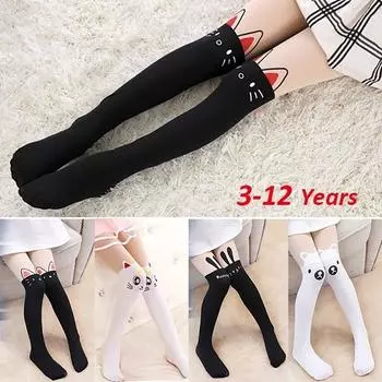 Детские милые колготки для маленьких девочек, мягкие эластичные детские колготки с принтом кота, кролика, медведя M