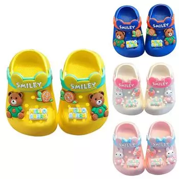 Детские милые мультяшные сабо летние пляжные тапочки сандалии обувь с отверстиями для пещер для мальчиков и девочек в возрасте от 1 до 4 лет белый