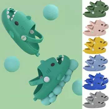 Детские милые нескользящие тапочки на мягкой подошве с героями мультфильмов для мальчиков и девочек (Пряжка для обуви доставляется случайным образом) 140 зелёный