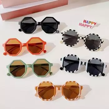 Детские милые полосатые многоугольные солнцезащитные очки UV400, уличные солнцезащитные очки для маленьких девочек, детские очки для защиты глаз чёрный