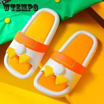 Детские милые тапочки с героями мультфильмов, летние безвкусные нескользящие домашние нескользящие домашние тапочки с мягкой подошвой для мальчиков и девочек, нескользящие тапочки с мягкой подошвой 24-25