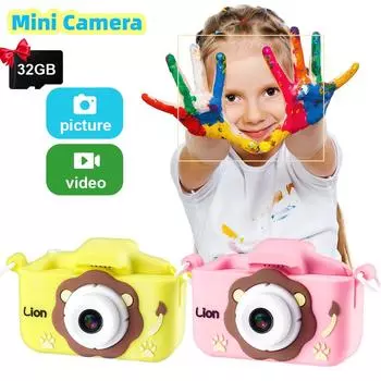 Детские мини-камеры с героями мультфильмов, 40-мегапиксельный HD-экран, развивающие детские игрушки, портативный цифровой фоторегистратор для мальчиков и девочек, подарок на Рождество и день рождения NO TF CARD розовый