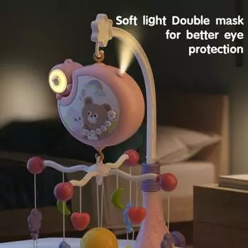 Детские мобили для кроваток Мобиль для кроватки с музыкой и подсветкой с дистанционным управлением синий