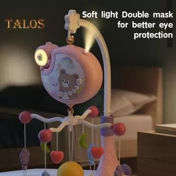 Детские мобили для кроваток Мобиль для кроватки с музыкой и подсветкой Пульт дистанционного управления Вращающаяся игрушка-погремушка Проекция звезд Расслабляющая музыка Погремушка для детской кроватки для мальчиков синий