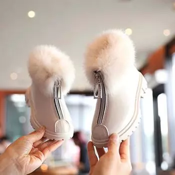 Детские модные ботинки зимние теплые плюс бархатные молнии для девочек ботинки челси кожаные водонепроницаемые повседневные мягкие пушистые ботинки обувь 26 белый