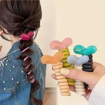 Детские модные резинки для волос «конский хвост» для девочек, резинки для волос для детей, простые резинки для волос для девочек, телефонные провода, аксессуары для волос, головные уборы оранжевый