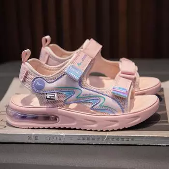 Детские модные сандалии на липучке 28-39, пляжная обувь, тапочки, детская обувь на воздушной подушке 28 синий