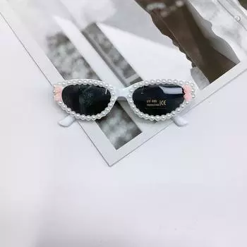 Детские модные солнцезащитные очки, солнцезащитные очки с защитой от ультрафиолета, милые детские самодельные жемчужины для мальчиков и девочек