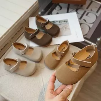 Детские мокасины Детские кожаные туфли в стиле ретро для мальчиков и девочек в британском стиле Повседневная обувь Простая весна-осень 2024 Новинка 21 жёлтый