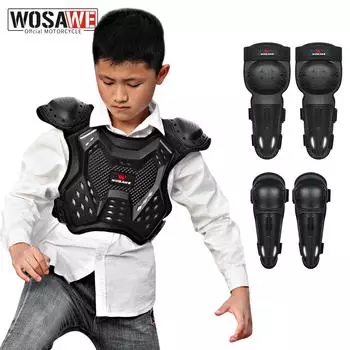 Детские мотоциклетные комплекты брони, защита груди, наколенники, налокотники, защита для снаряжения S чёрный
