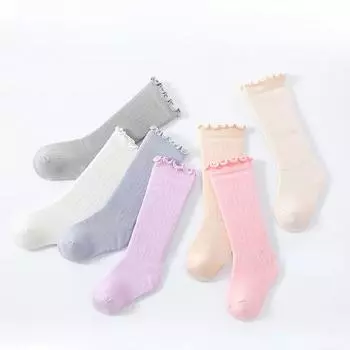 Детские мягкие гольфы принцессы для йоги и длинных полосок, носки с рюшами и оборками, однотонные хлопковые детские чулки для девочек, дешевая одежда S