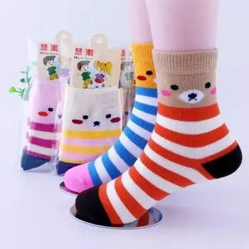 Детские мягкие хлопковые носки для мальчиков и девочек, милые теплые полосатые модные спортивные носки с героями мультфильмов, осенне-зимний детский подарок для детей от 0 до 12 лет M