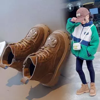 Детские мультяшные большие желтые сапоги осенние сапоги Martin 26 коричневый