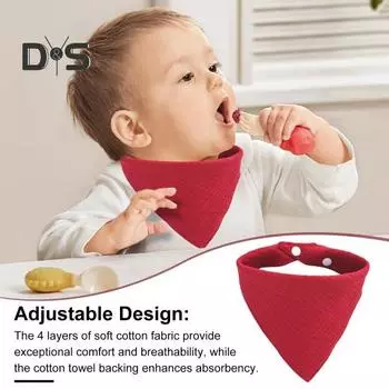Детские нагрудники Детские банданы Нагрудник для слюней Сплошной цвет Регулируемая многоразовая пуговица Фиксированная хлопковая салфетка для слюны для малышей Детский сарафан для прорезывания зубов Подарок для душа красный