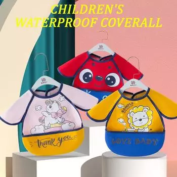 Детские нагрудники для еды, водонепроницаемый фартук без рукавов, детский халат, мужские и женские нагрудники, слюнявое полотенце, детские нагрудники для еды, не требующие стирки One Size