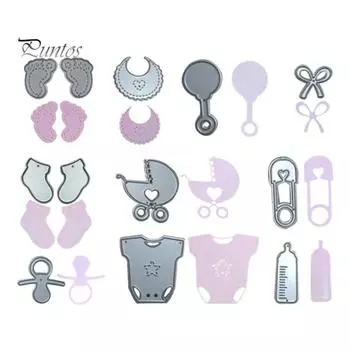 Детские нагрудники, носки, одежда, штампы, скрапбукинг, бумажные карты, шаблон, трафарет серебряный