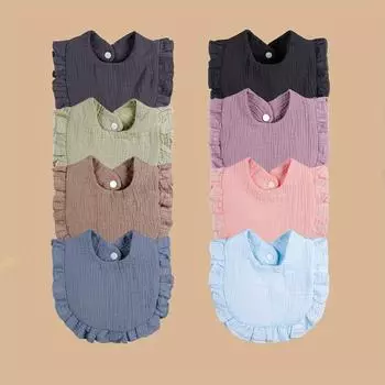 Детские нагрудники с цветочным принтом, регулируемое полотенце со слюной, муслиновые хлопковые ткани с рюшами по краям, Радужный шарф для кормления девочек класса А розовый