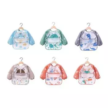 Детские нагрудники с длинным рукавом, водонепроницаемые нагрудники для малышей с карманами, детские нагрудники, комбинезоны as the picture