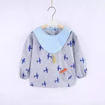 Детские нагрудники с длинными рукавами, водостойкие милые детские нагрудники с героями мультфильмов, детский фартук для кормления детей с рисунком, детские тряпки для самостоятельного кормления от отрыжки 3-9 months серый