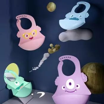 Детские нагрудники с милым мультяшным принтом, однотонные, водонепроницаемые, съедобные, силиконовые, детские нагрудники для девочек и мальчиков, регулируемые вещи для кормления детей