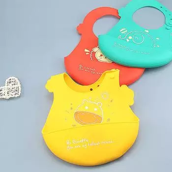 Детские нагрудники с мультяшным принтом, водонепроницаемые съедобные силиконовые детские нагрудники для маленьких девочек и мальчиков, регулируемые детские нагрудники для кормления обедом